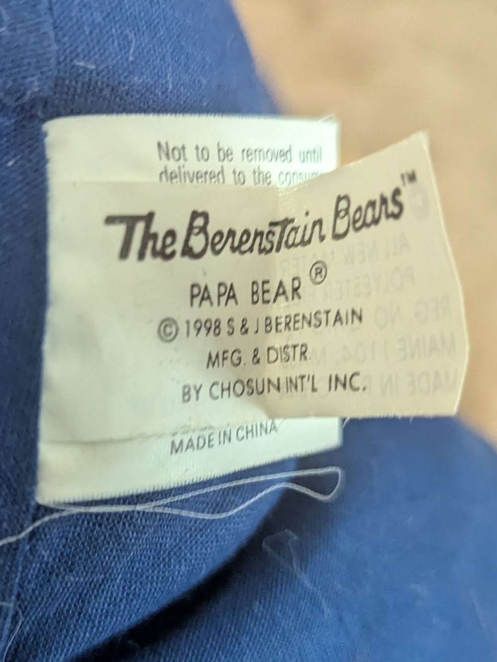 Vintage 1998 Berenstain Bears Papa Bear 18" Plush Stuffed Animal Chosun - Picture 10 of 10